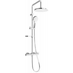 Mexen KX05 odkrytý sprchový set s dešťovou sprchovou hlavicí a termostatickou sprchovou baterií, Chromovaná/ bílá - 771500591-00