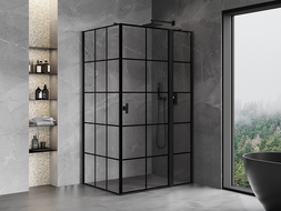 Mexen Mist T sprchový kout výkyvný pravý 70 x 120 cm, černá mřížka, černý - 8A4T-070-120-70-77-P