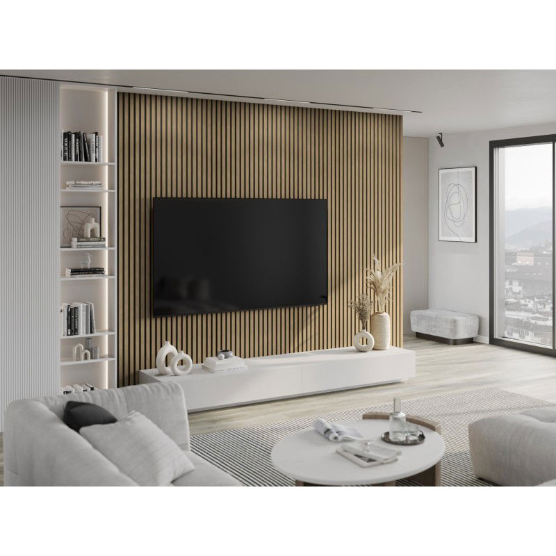 Mexen Lam-B vzorek nástěnných lamel, deska HDF 4 mm, technická dýha, Lněný ořech - S100-015-S