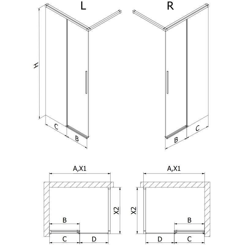 Mexen Rox sprchová stěna Walk-in 70 x 200 cm, transparentní 8 mm, zlatá - 8C2-070-003-50-00