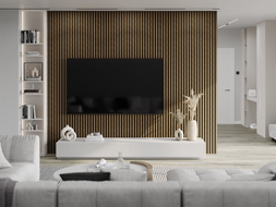 Mexen Lam-F vzorek akustických stěnových lamel, plsť 8 mm, technická dýha, Přírodní Ořech - S105-016-S