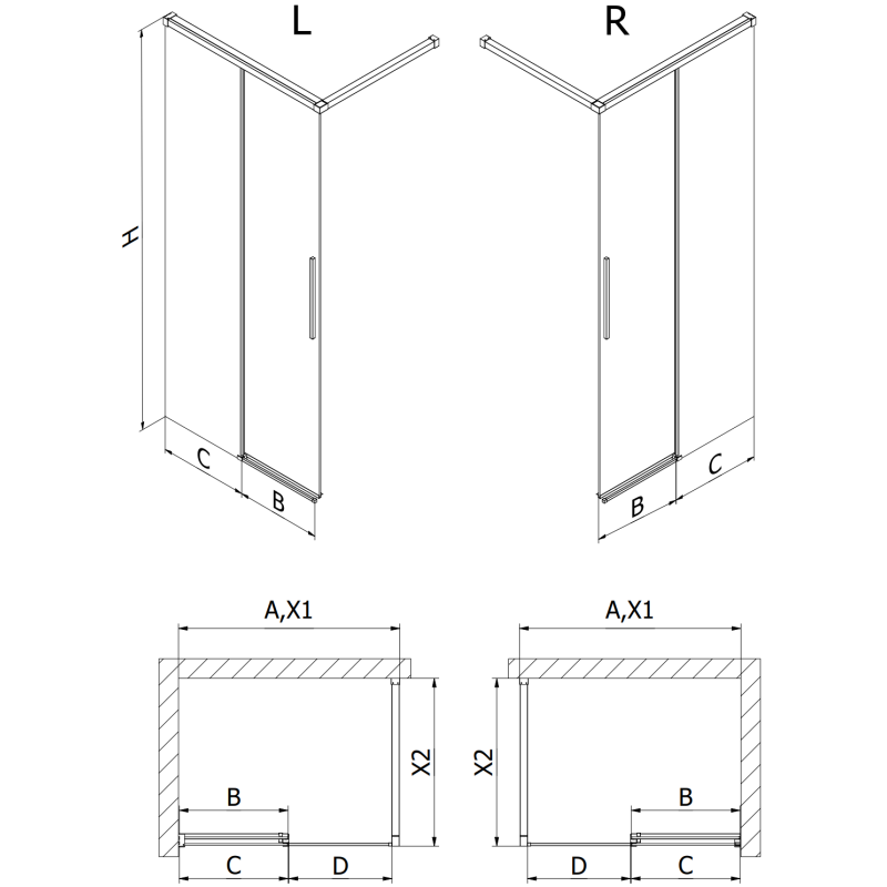Mexen Rox sprchová stěna Walk-in 105 x 200 cm, transparentní 8 mm, růžové zlato - 8C2-105-003-60-00