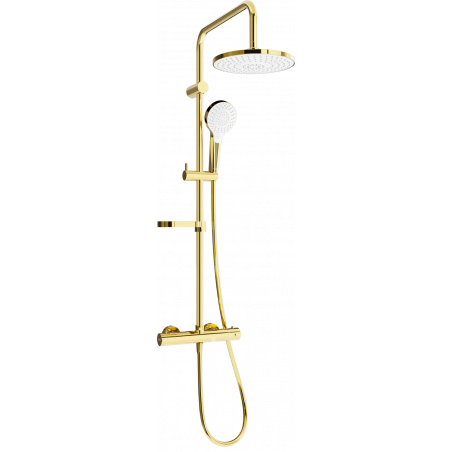 Mexen KX05 nástěnná sprchová sada s dešťovou sprchou a termostatickou baterií, zlatá/bílá - 771500591-50