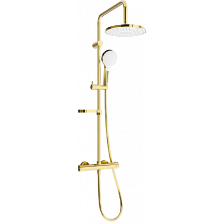 Mexen KX05 nástěnný sprchový set s dešťovou sprchou a termostatickou baterií, zlatá/bílá - 771500591-50