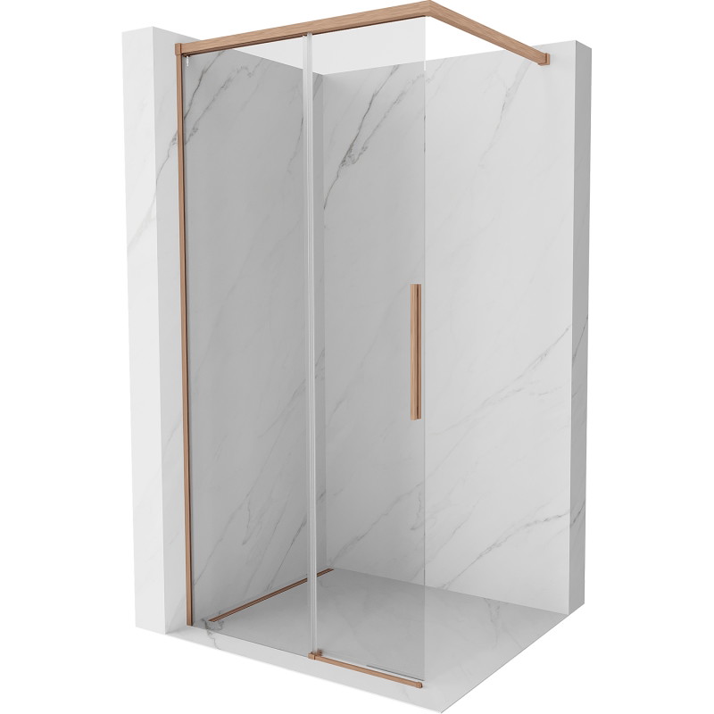 Mexen Rox sprchová zástěna Walk-in 70 x 200 cm, transparentní 8 mm, kartáčovaná měď - 8C2-070-003-65-00
