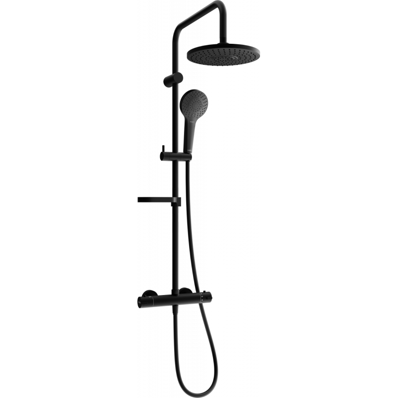Mexen KX05 Nástěnný sprchový set s dešťovou hlavicí a termostatickou baterií, černý - 771500591-70