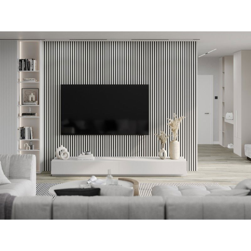 Mexen Lam-F vzorek akustických stěnových lamel, plsť 6 mm, Bílý Lesk - S105-054-S