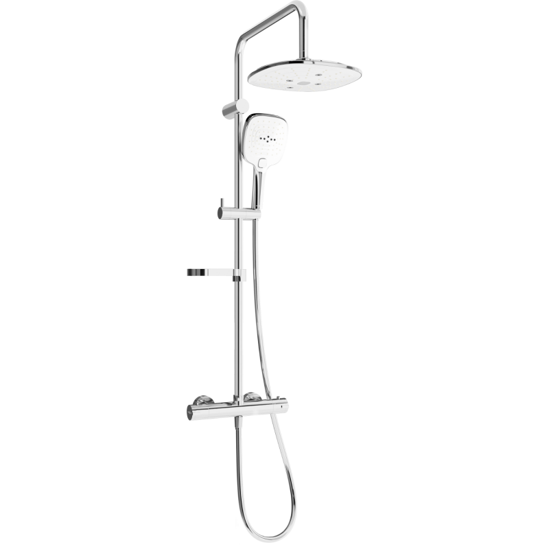 Mexen KX17 nástěnná sprchová sada s dešťovou hlavicí a termostatickou baterií, chrom/bílý - 771501791-02