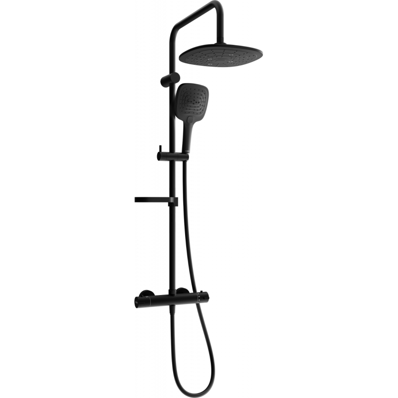 Mexen KX17 nástěnná sprchová sada s dešťovou sprchou a termostatickou baterií, černá - 771501791-70