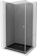 Mexen Pretoria otevírací sprchový kout 80 x 120 cm, grafit, chrom + černá vanička Flat - 852-080-120-01-40-4070