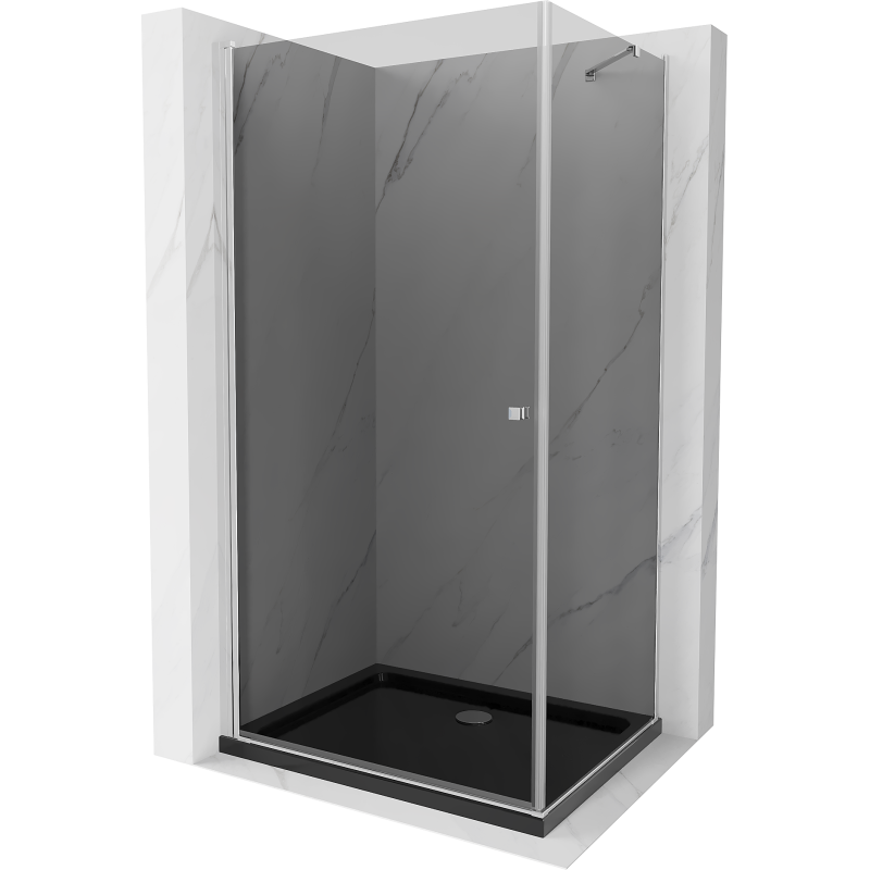 Mexen Pretoria sprchová kabina otevírací 70 x 100 cm, grafit, chrom + vanička Flat, černý - 852-070-100-01-40-4070