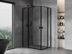 Mexen Mist Duo sprchový kout otočný 115 x 100 cm, černý rám, černý - 8A4-115L-100P-70-70