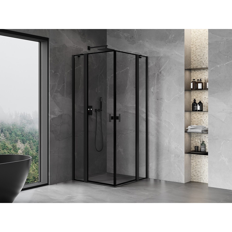Mexen Mist Duo sprchový kout s otočnými dveřmi 115 x 115 cm, černý rám, černý - 8A4-115L-115P-70-70