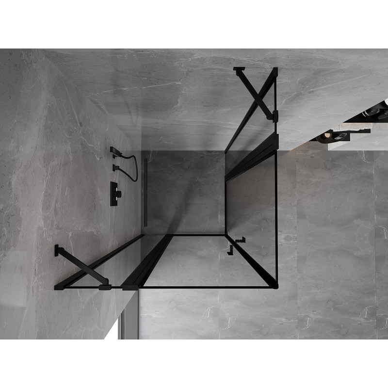 Mexen Mist Duo sprchový kout s otočnými dveřmi 115 x 115 cm, černý rám, černý - 8A4-115L-115P-70-70