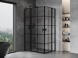Mexen Mist Duo sprchová kabina s otevíracími dveřmi 100 x 85 cm, černá mřížka, černá - 8A4-100L-085P-70-77