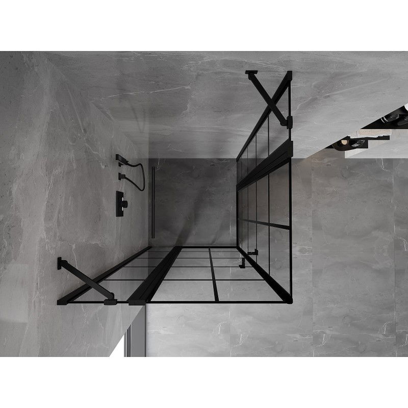 Mexen Mist Duo sprchová kabina s otočnými dveřmi 90 x 90 cm, černá mřížka, černá - 8A4-090L-090P-70-77
