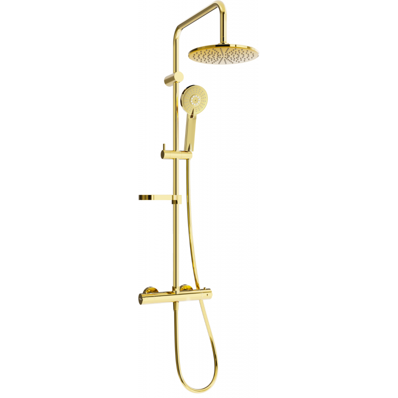 Mexen KX40 nástěnná sprchová sada s dešťovou sprchou a termostatickou baterií, zlatá - 771504091-50