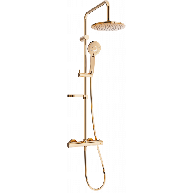 Mexen KX40 nástěnná sprchová sada s dešťovou sprchou a termostatickou baterií, růžové zlato - 771504091-60