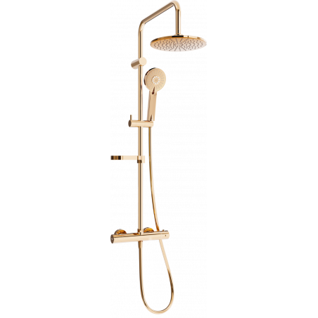 Mexen KX40 nástěnná sprchová sada s dešťovou sprchou a termostatickou baterií, růžové zlato - 771504091-60