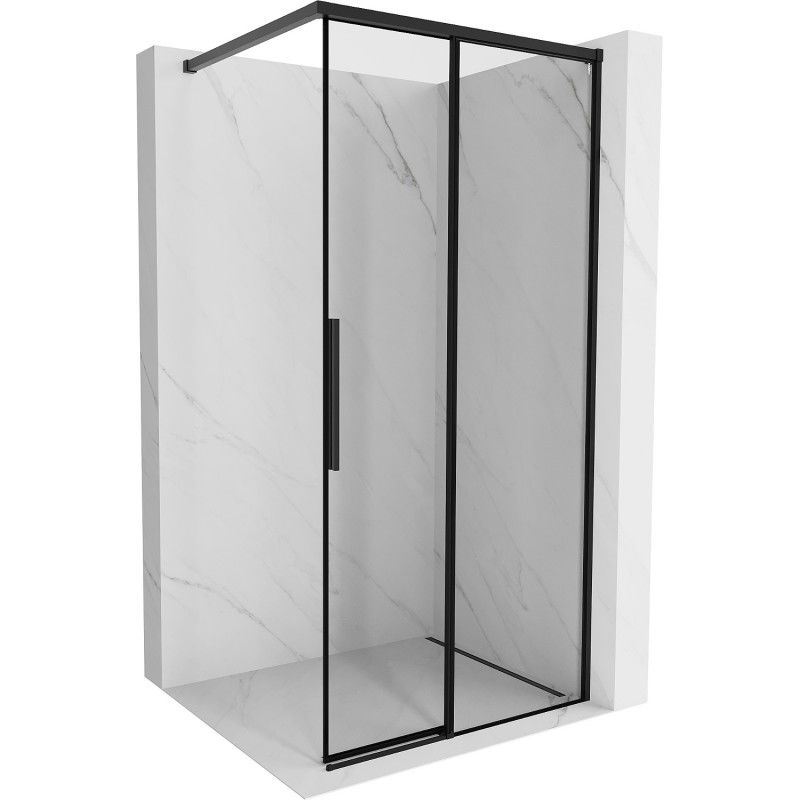Mexen Rox sprchová zástěna Walk-in pravá 75 x 200 cm, černý rámeček 8 mm, černá - 8C2-075-003-70-70-P