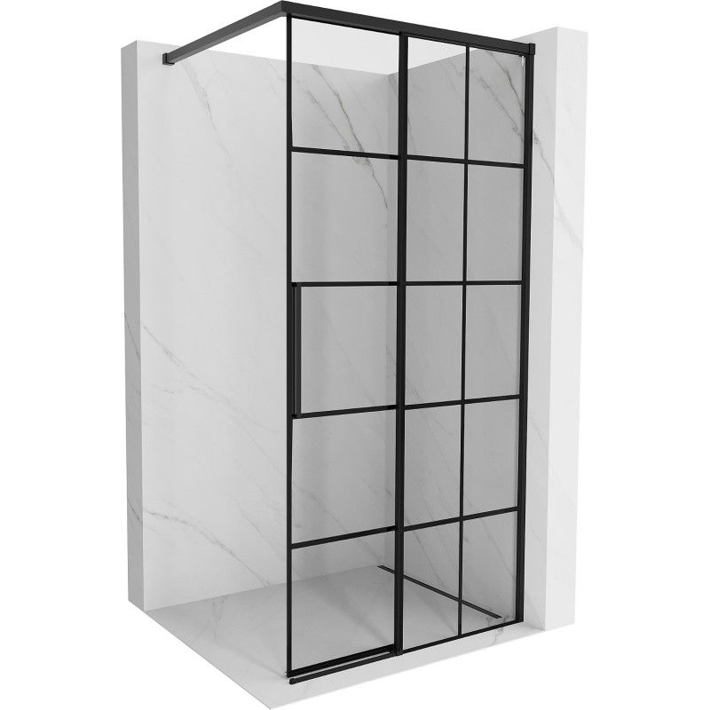 Mexen Rox sprchová stěna Walk-in pravá 90 x 200 cm, černá mřížka 8 mm, černá - 8C2-090-003-70-77-P