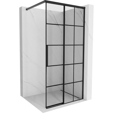 Mexen Rox sprchová stěna Walk-in pravá 105 x 200 cm, černá mřížka 8 mm, černá - 8C2-105-003-70-77-P