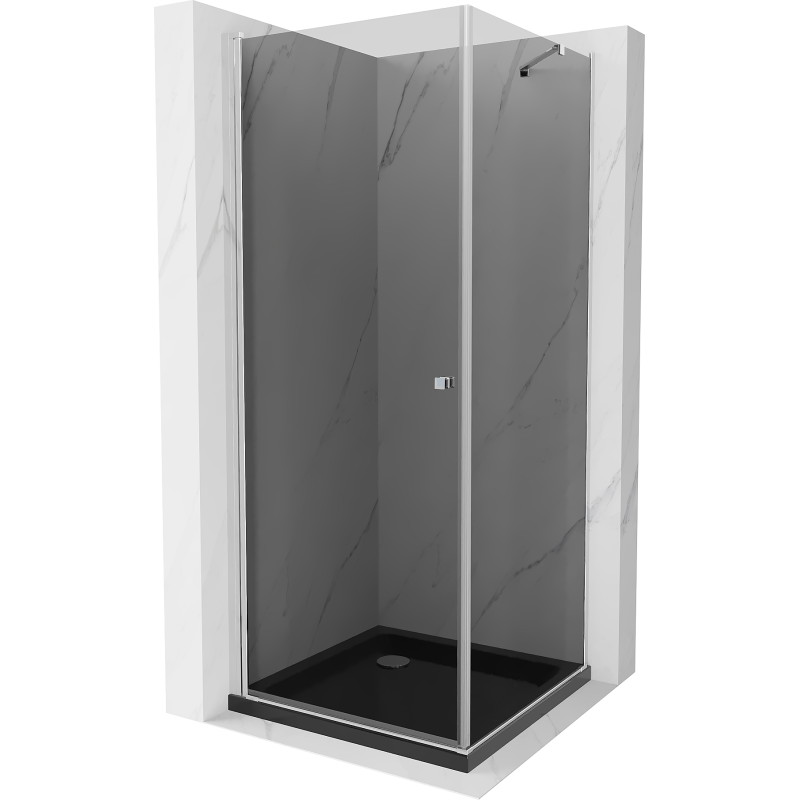 Mexen Pretoria sprchový kout s pantovými dveřmi 100 x 100 cm, grafit, chrom + vanička Flat, černý - 852-100-100-01-40-4070