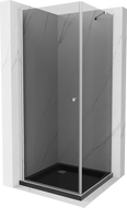 Mexen Pretoria sprchový kout s pantovými dveřmi 100 x 100 cm, grafit, chrom + vanička Flat, černý - 852-100-100-01-40-4070