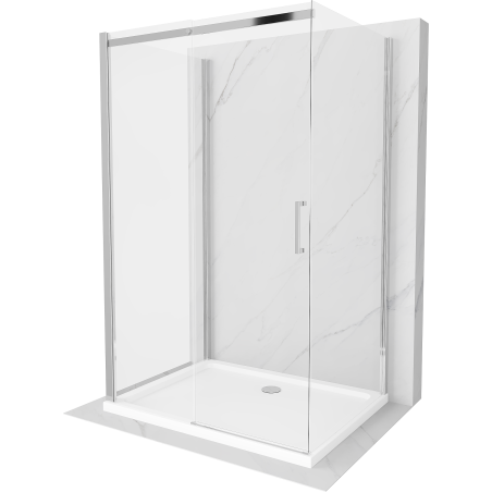 Mexen Omega-3S sprchový kout 3stranný, posuvný 130x80 cm, transparentní, chrom + vanička Flat - 825-130-080-01-00-3s-4010