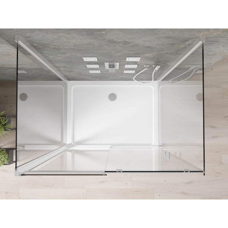 Mexen Omega-3S sprchový kout 3stranný, posuvný 130x80 cm, transparentní, chrom + vanička Flat - 825-130-080-01-00-3s-4010