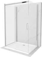 Mexen Omega-3S 3-stěnový sprchový kout, posuvný 130x90 cm, transparentní, chrom + vanička Flat - 825-130-090-01-00-3s-4010