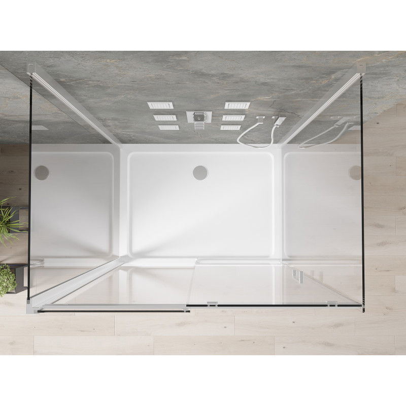 Mexen Omega-3S sprchový kout 3-stěnný, posuvný 130x100 cm, transparentní, chrom + vanička Flat - 825-130-100-01-00-3s-4010