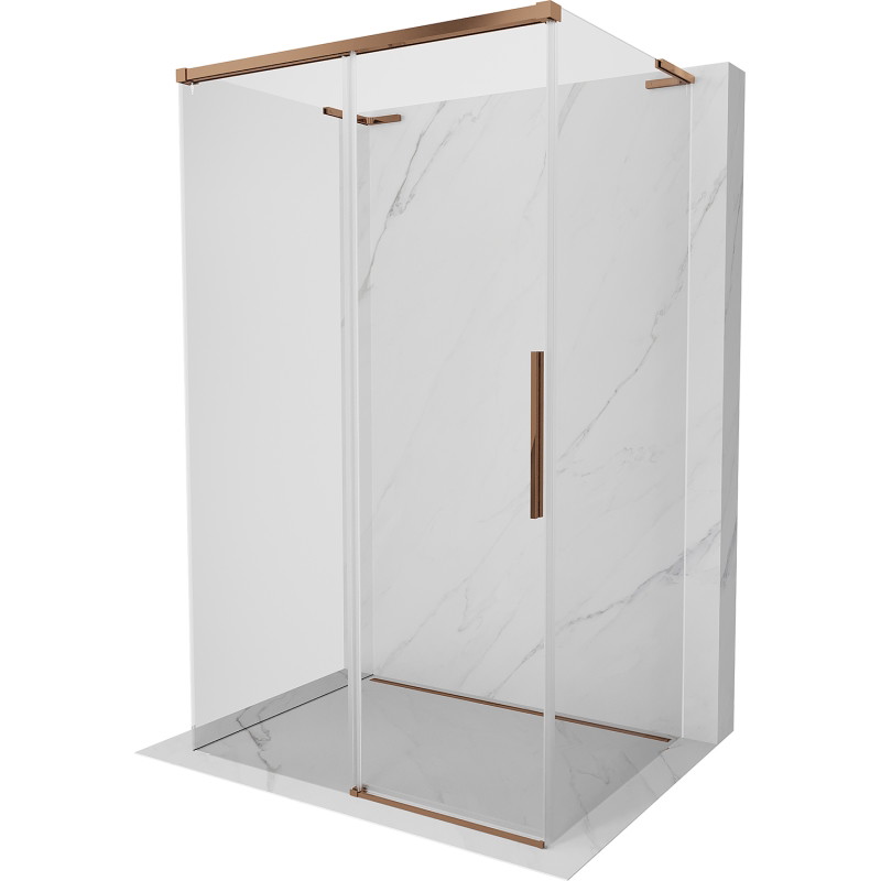 Mexen Rox-3S L třístranná sprchová kabina, posuvná, 125 x 110 cm, transparentní, růžové zlato - 8C2L-125-110-60-00-3S