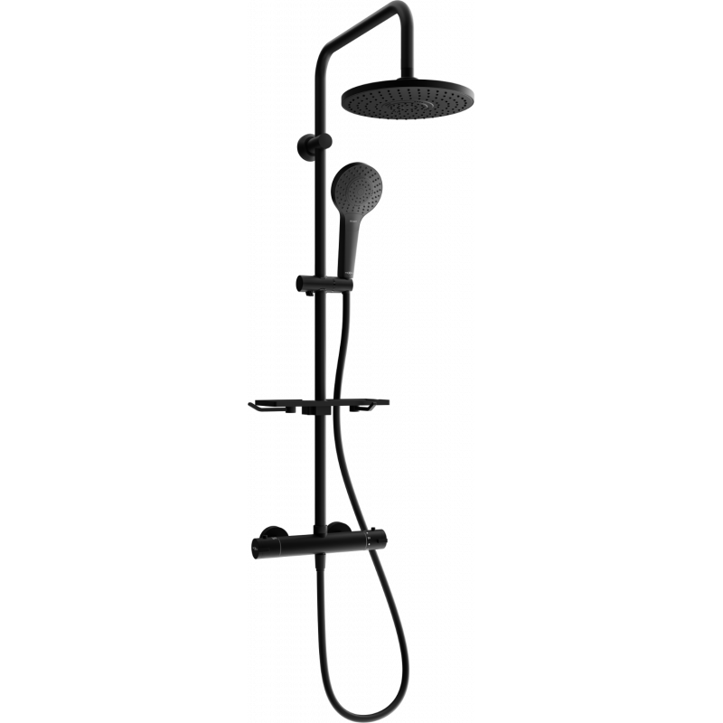 Mexen KT05 povrchová sprchová sada s dešťovou sprchou a termostatickou baterií, černá - 771500593-70