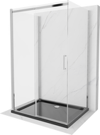 Mexen Omega-3S sprchový kout 3-stěnný, posuvný 130x80 cm, transparentní, chrom + vanička Flat - 825-130-080-01-00-3s-4070