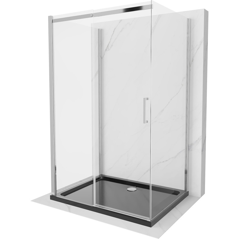 Mexen Omega-3S sprchový kout 3stěnný, posuvný 130x100 cm, transparentní, chrom + vanička Flat - 825-130-100-01-00-3s-4070