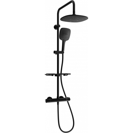 Mexen KT17 nástěnný sprchový set s dešťovou sprchou a termostatickou baterií, černý - 771501793-70