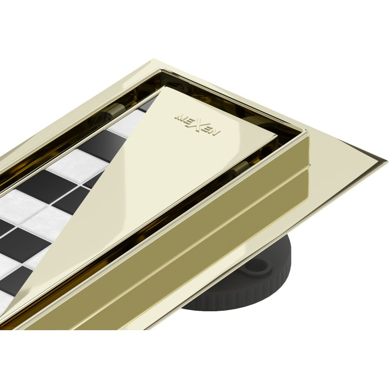 Mexen Flat 360° M13 lineární otočný odtok 2v1 50 cm, zlatý - 1510050-40