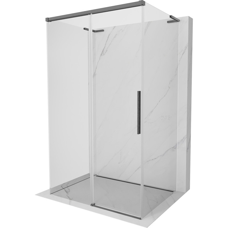 Mexen Rox-3S L sprchový kout 3stěnný posuvný 155 x 110 cm, transparentní, kartáčovaný gun gray - 8C2L-155-110-66-00-3S