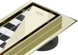 Mexen Flat 360° M13 otočný lineární odtok 2v1 90 cm, zlatý - 1510090-40