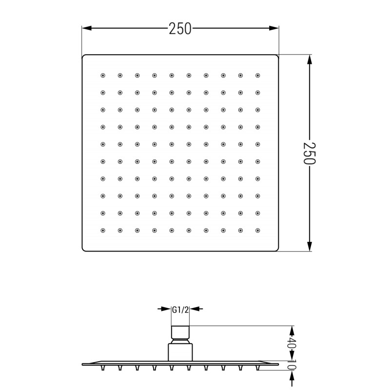 Mexen Slim sprchová hlavice 25 x 25 cm, kartáčovaná gun šedá - 79125-66