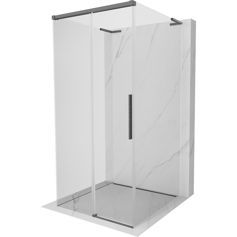 Mexen Rox-3S L 3stěnový sprchový kout posuvný 95 x 95 cm, transparentní, kartáčovaná šedá zbraň - 8C2L-095-095-66-00-3S