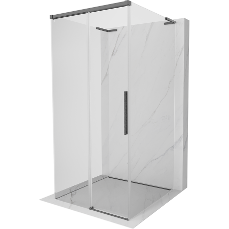 Mexen Rox-3S L 3stěnový sprchový kout posuvný 95 x 95 cm, transparentní, kartáčovaná šedá zbraň - 8C2L-095-095-66-00-3S