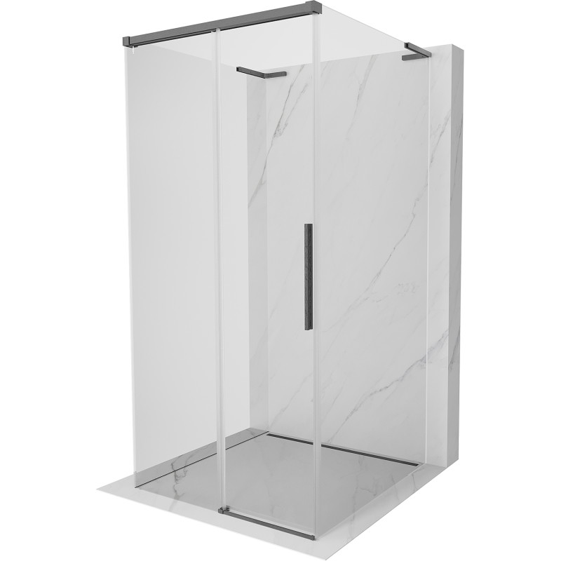 Mexen Rox-3S L sprchový kout 3stěnný posuvný 100 x 100 cm, transparentní, gun gray kartáčovaný - 8C2L-100-100-66-00-3S
