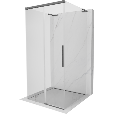 Mexen Rox-3S L sprchový kout 3stěnný posuvný 100 x 100 cm, transparentní, gun gray kartáčovaný - 8C2L-100-100-66-00-3S