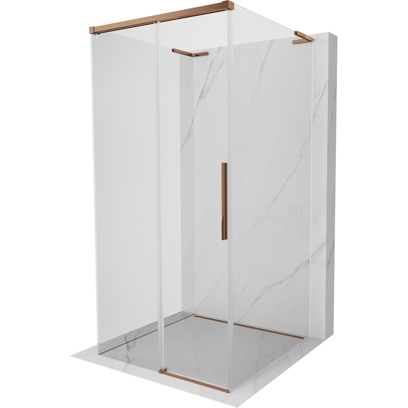 Mexen Rox-3S L sprchový kout 3-stěnný posuvný 100 x 100 cm, transparentní, růžové zlato - 8C2L-100-100-60-00-3S