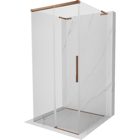 Mexen Rox-3S L sprchový kout 3-stěnný posuvný 100 x 100 cm, transparentní, růžové zlato - 8C2L-100-100-60-00-3S