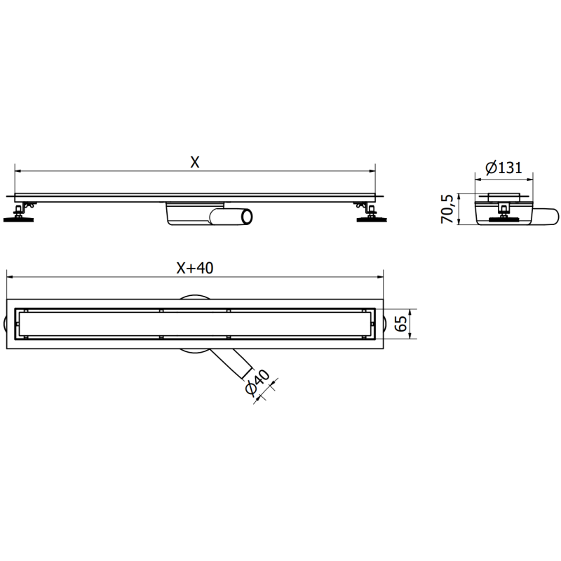 Mexen Flat 360° M22 rotační liniový odtok 70 cm, inox - 1029070-40