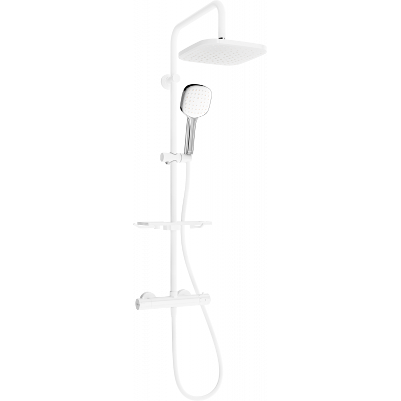 Mexen KT33 nástěnná sprchová sada s dešťovou sprchou a termostatickou baterií, bílá/chrom - 771503393-21