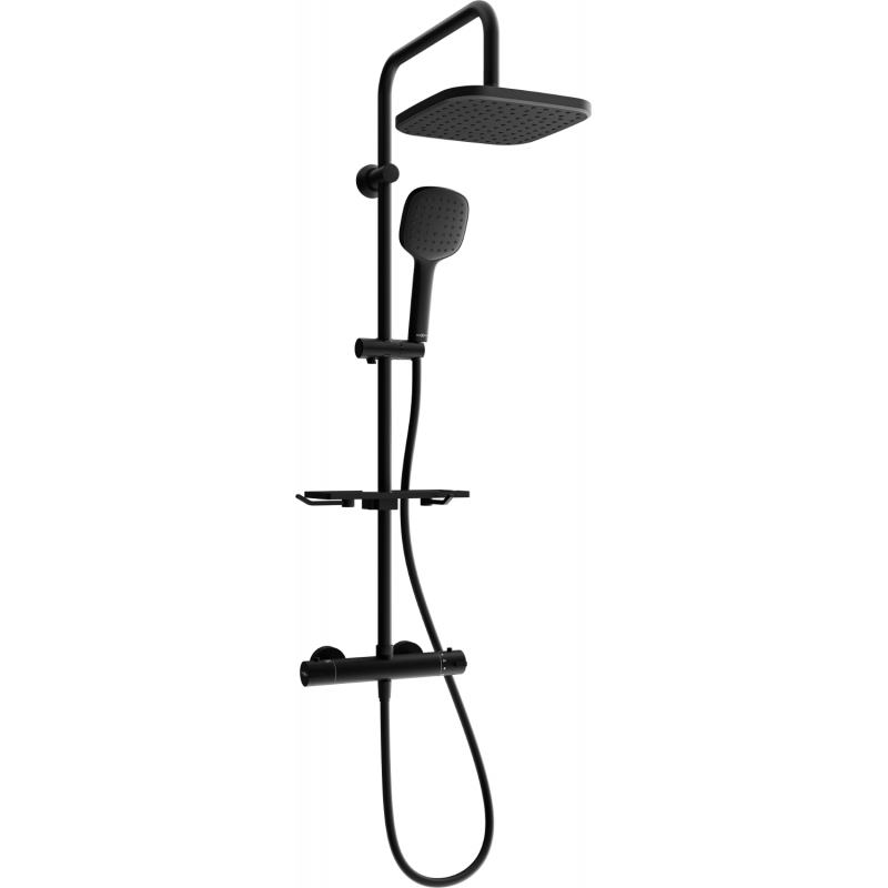 Mexen KT33 nástěnná sprchová sada s dešťovou sprchou a termostatickou baterií, černá - 771503393-70